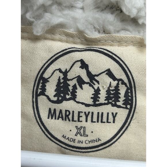 Marley Lilly Quilted 1/4 snap Pullover Sweater Womens XL Tan Sherpa lined Hooded - Picture 4 of 11